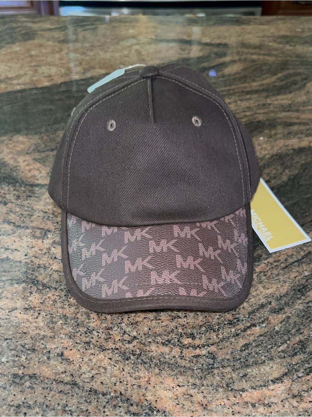 Michael Kors Dark Brown MK Monogram Baseball Cap